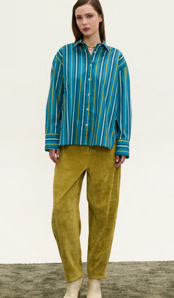 OVERSIZED STRIPED PETROL/OCHRA SHIRT INNOCENT THE BRAND