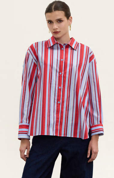 OVERSIZED STRIPED RED/CIEL SHIRT INNOCENT THE BRAND