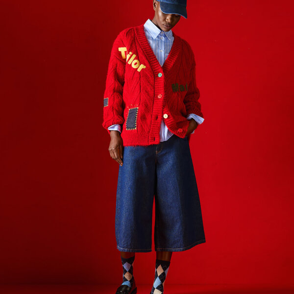 Cable-knit cardigan with embroidered Tailor Made logo Red Tailor Made Knitwear