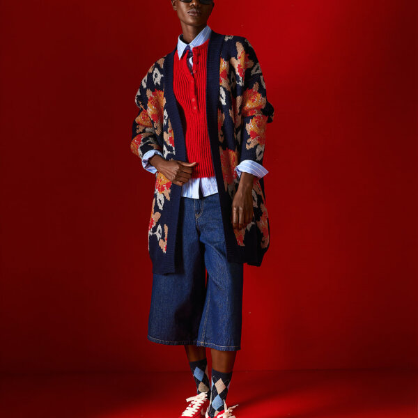 Oversized knit floral cardigan Tailor Made Knitwear